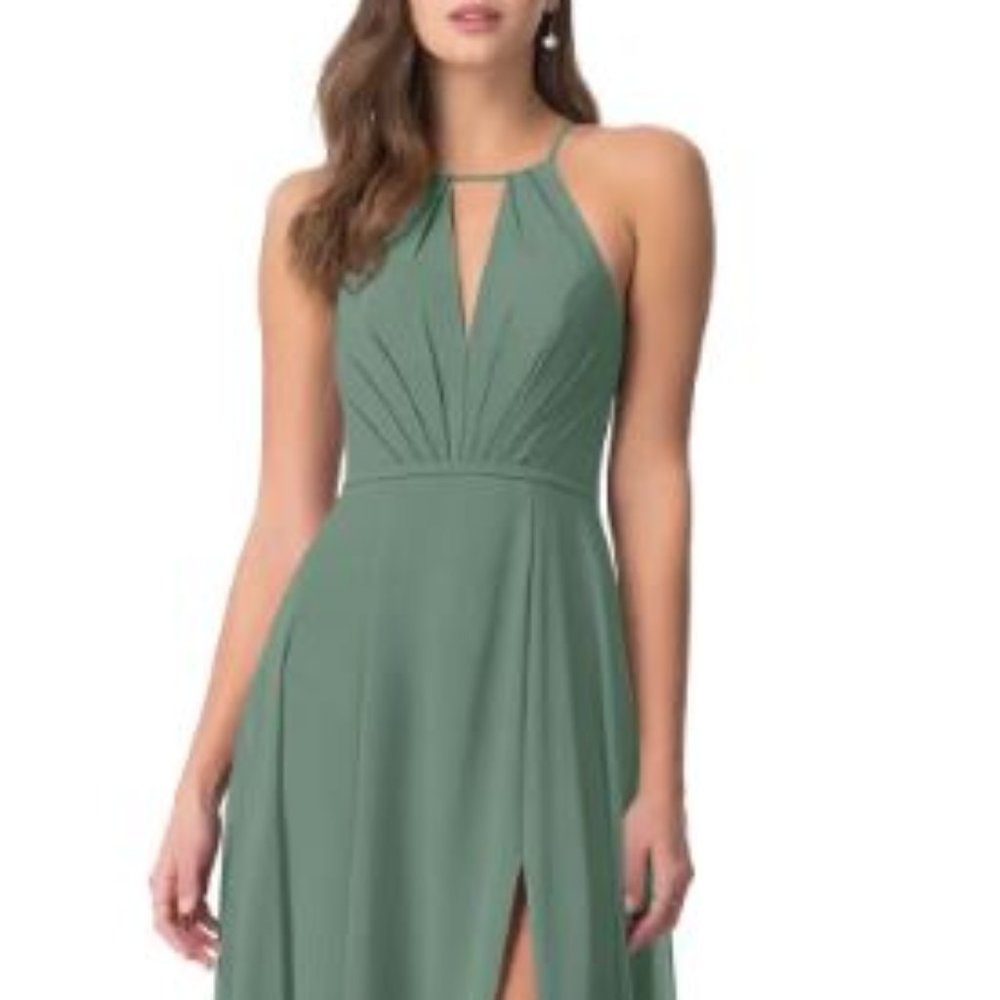 A4 unaltered AZAZIE Evalleen Bridesmaid Dress Eucalyptus